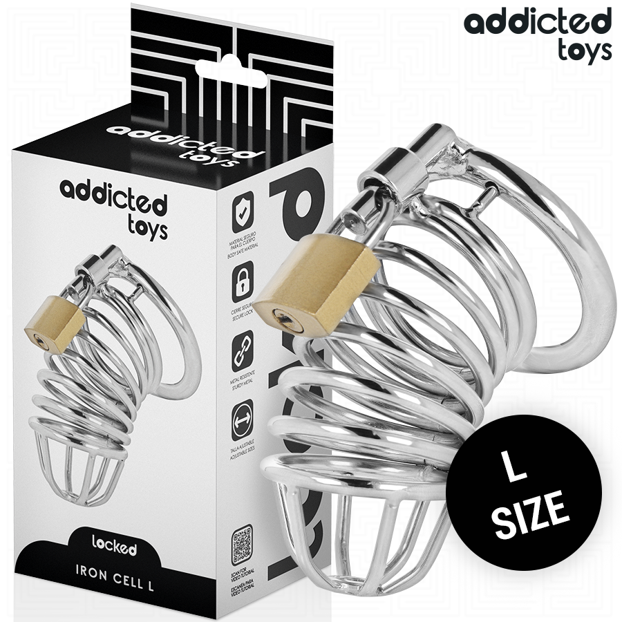 ADDICTED TOYS LOCKED - GABBIA PER PENE IN METALLO CON CELLULE DI FERRO 5 CM TAGLIA L - ADDICTED TOYS LOCKED | Lingerie Harness Boutique