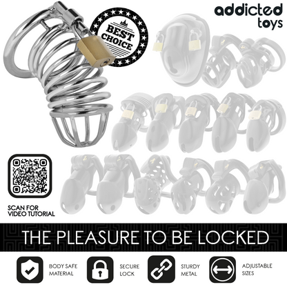 ADDICTED TOYS LOCKED - GABBIA PER PENE IN METALLO CON CELLULE DI FERRO 5 CM TAGLIA L - ADDICTED TOYS LOCKED | Lingerie Harness Boutique