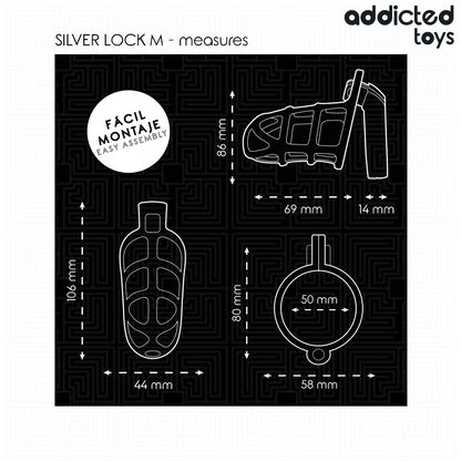 ADDICTED TOYS LOCKED - GABBIA PER PENE CON SERRATURA IN ARGENTO TAGLIA M - ADDICTED TOYS LOCKED | Lingerie Harness Boutique