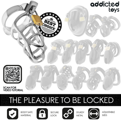ADDICTED TOYS LOCKED - GABBIA PER PENE CON SERRATURA IN ARGENTO TAGLIA M - ADDICTED TOYS LOCKED | Lingerie Harness Boutique