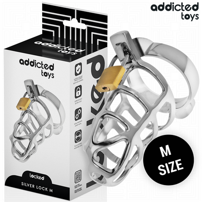 ADDICTED TOYS LOCKED - GABBIA PER PENE CON SERRATURA IN ARGENTO TAGLIA M - ADDICTED TOYS LOCKED | Lingerie Harness Boutique