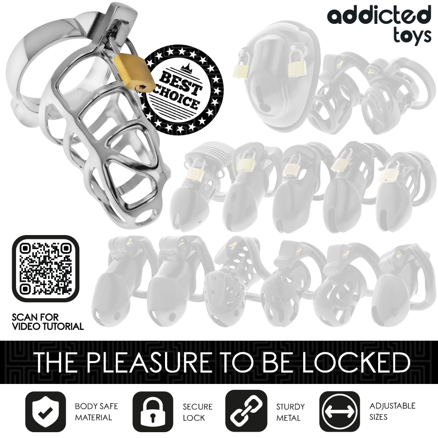 ADDICTED TOYS LOCKED - GABBIA PER PENE IN METALLO CON BLOCCAGGIO ARGENTO TAGLIA S - ADDICTED TOYS LOCKED | Lingerie Harness Boutique