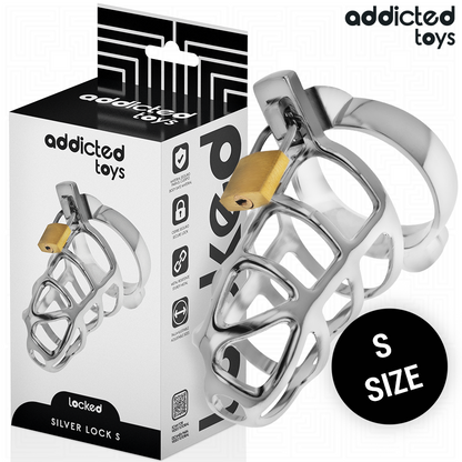 ADDICTED TOYS LOCKED - GABBIA PER PENE IN METALLO CON BLOCCAGGIO ARGENTO TAGLIA S - ADDICTED TOYS LOCKED | Lingerie Harness Boutique