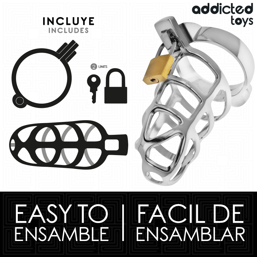 ADDICTED TOYS LOCKED - GABBIA PER PENE IN METALLO CON BLOCCAGGIO ARGENTO TAGLIA S - ADDICTED TOYS LOCKED | Lingerie Harness Boutique