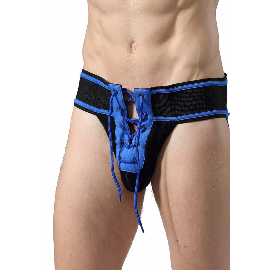 MOB - FETISH JOCKSTRAP FOOTBALL BLU TAGLIA L - MOB | Lingerie Harness Boutique