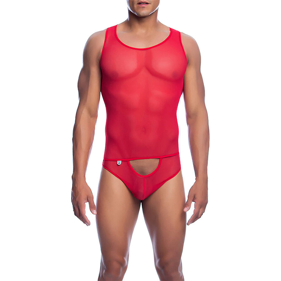 MOB - BODYSHEER ROSSO TRASPARENTE TAGLIA L/XL - MOB | Lingerie Harness Boutique