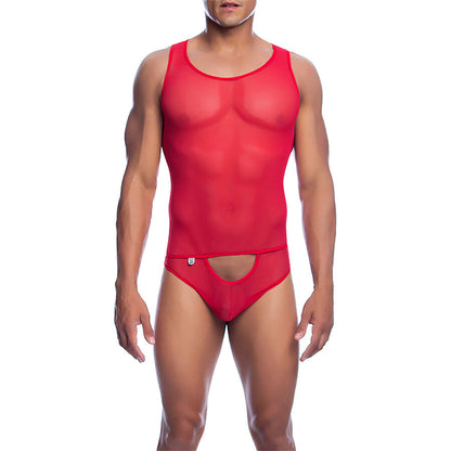 MOB - BODYSHEER ROSSO TRASPARENTE TAGLIA L/XL - MOB | Lingerie Harness Boutique