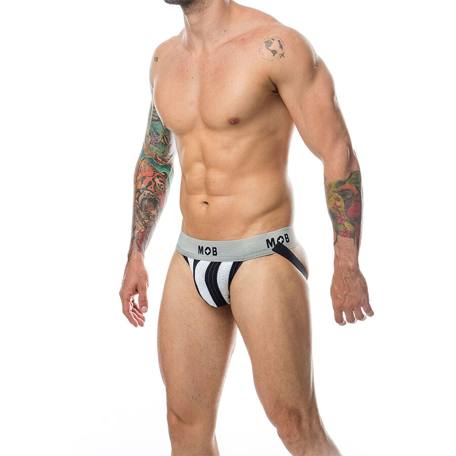 MOB - JOCK BIANCO A RIGHE CLASSICHE TAGLIA L - MOB | Lingerie Harness Boutique