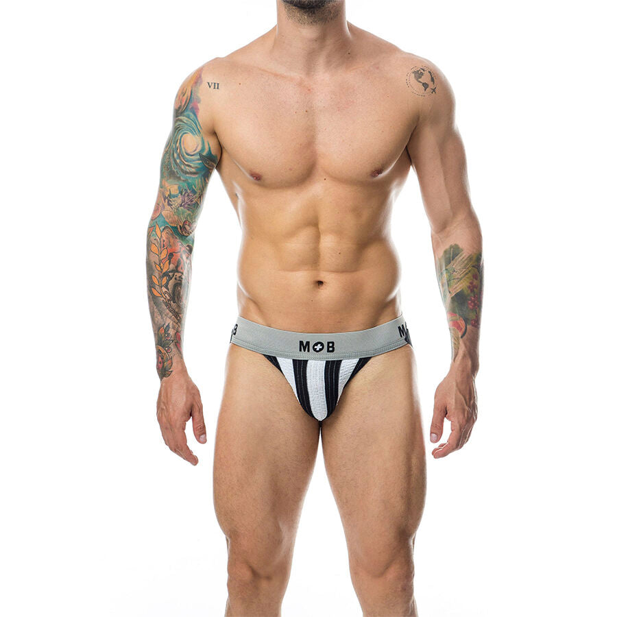 MOB - JOCK BIANCO A RIGHE CLASSICHE TAGLIA L - MOB | Lingerie Harness Boutique