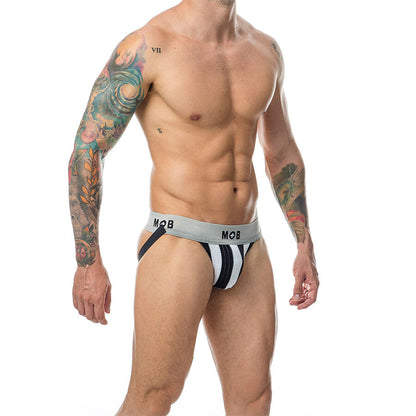 MOB - JOCK BIANCO A RIGHE CLASSICHE TAGLIA L - MOB | Lingerie Harness Boutique