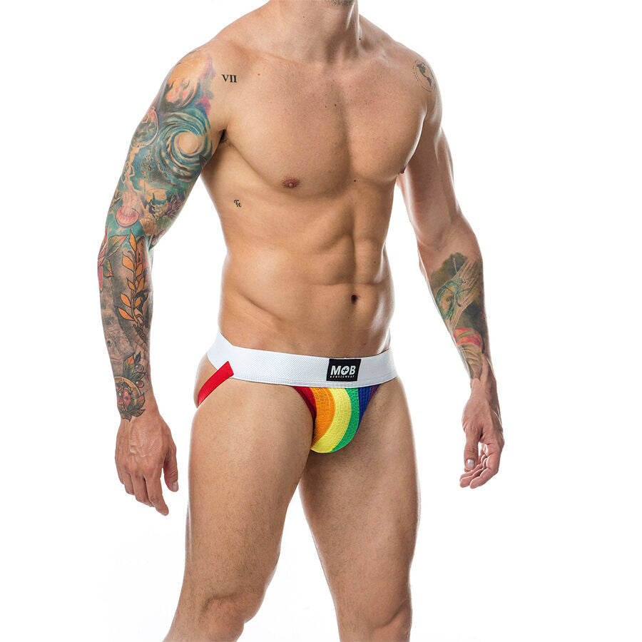 MOB - CLASSIC JOCK STRIPE RAINBOW TAGLIA L - MOB | Lingerie Harness Boutique