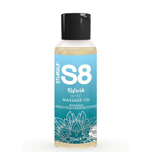 STIMUL8 - S8 REFRESH OLIO DA MASSAGGIO EROTICO IN COTONE 50 ML - STIMUL8 | Lingerie Harness Boutique