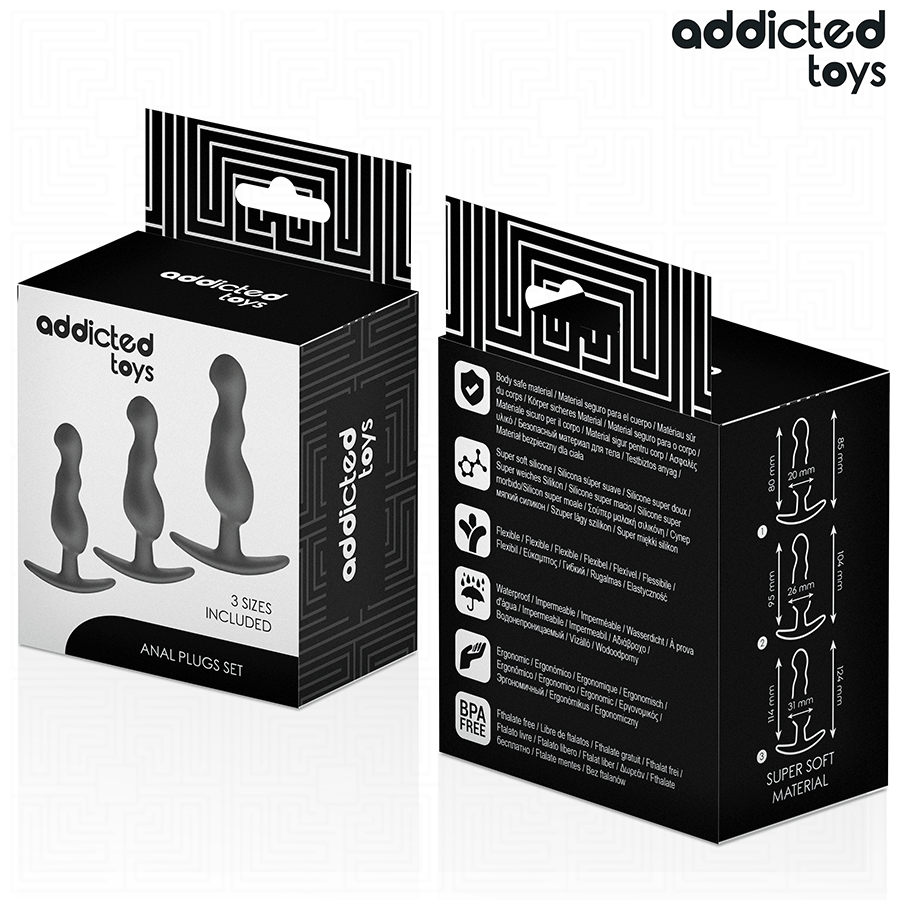 ADDICTED TOYS - SET DI 3 TAPPI ANALI MODELLO 1 - ADDICTED TOYS | Lingerie Harness Boutique