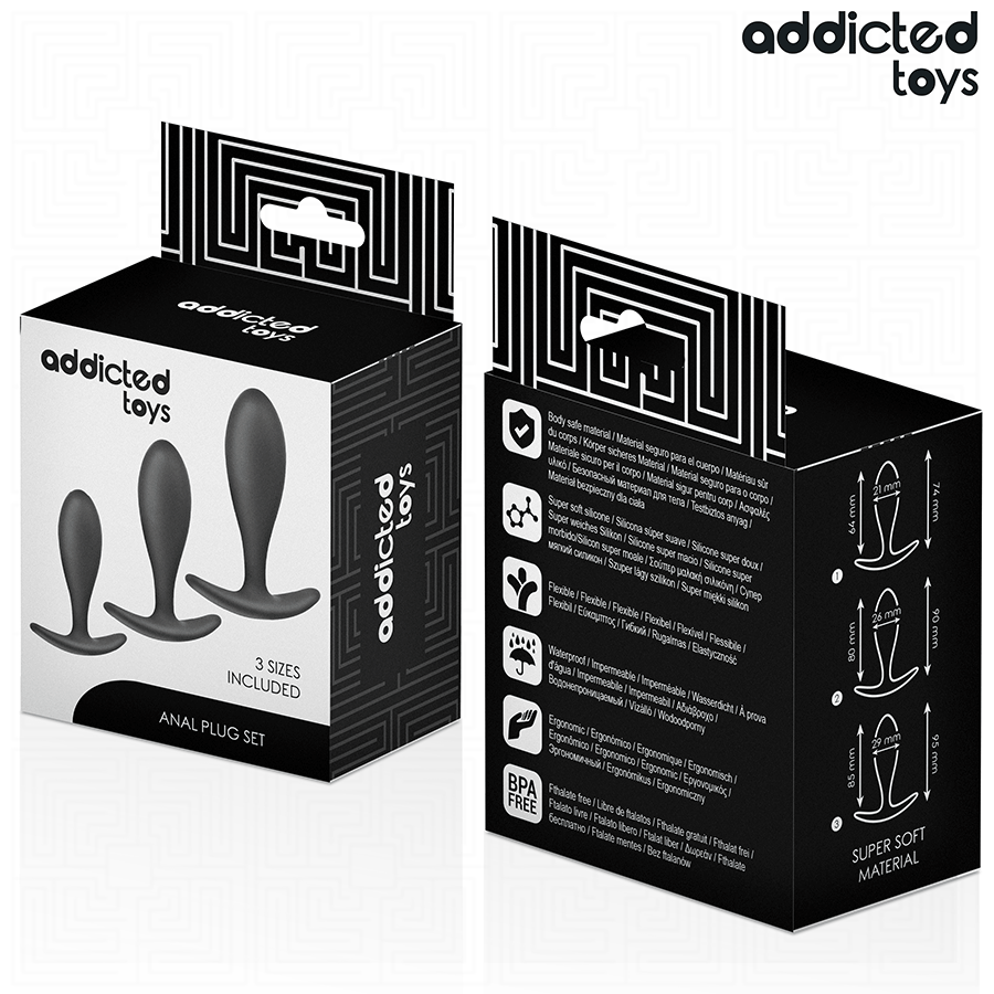 ADDICTED TOYS - SET DI 3 TAPPI ANALI MODELLO 2 - ADDICTED TOYS | Lingerie Harness Boutique