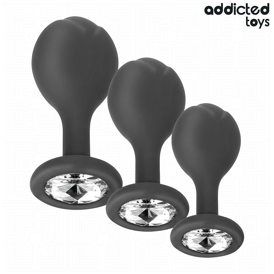 ADDICTED TOYS - SET DI 3 TAPPI ANALI CON GIOIELLO - ADDICTED TOYS | Lingerie Harness Boutique