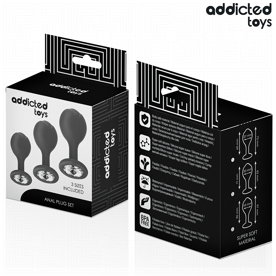 ADDICTED TOYS - SET DI 3 TAPPI ANALI CON GIOIELLO - ADDICTED TOYS | Lingerie Harness Boutique