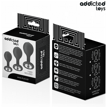 ADDICTED TOYS - SET DI 3 TAPPI ANALI CON GIOIELLO - ADDICTED TOYS | Lingerie Harness Boutique