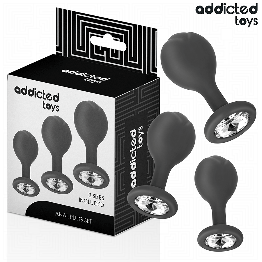 ADDICTED TOYS - SET DI 3 TAPPI ANALI CON GIOIELLO - ADDICTED TOYS | Lingerie Harness Boutique