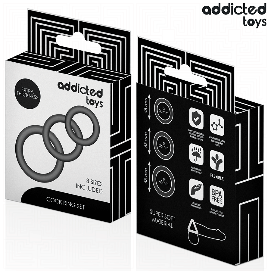ADDICTED TOYS - SET DI ANELLI IN SILICONE MODELLO 1 - ADDICTED TOYS | Lingerie Harness Boutique