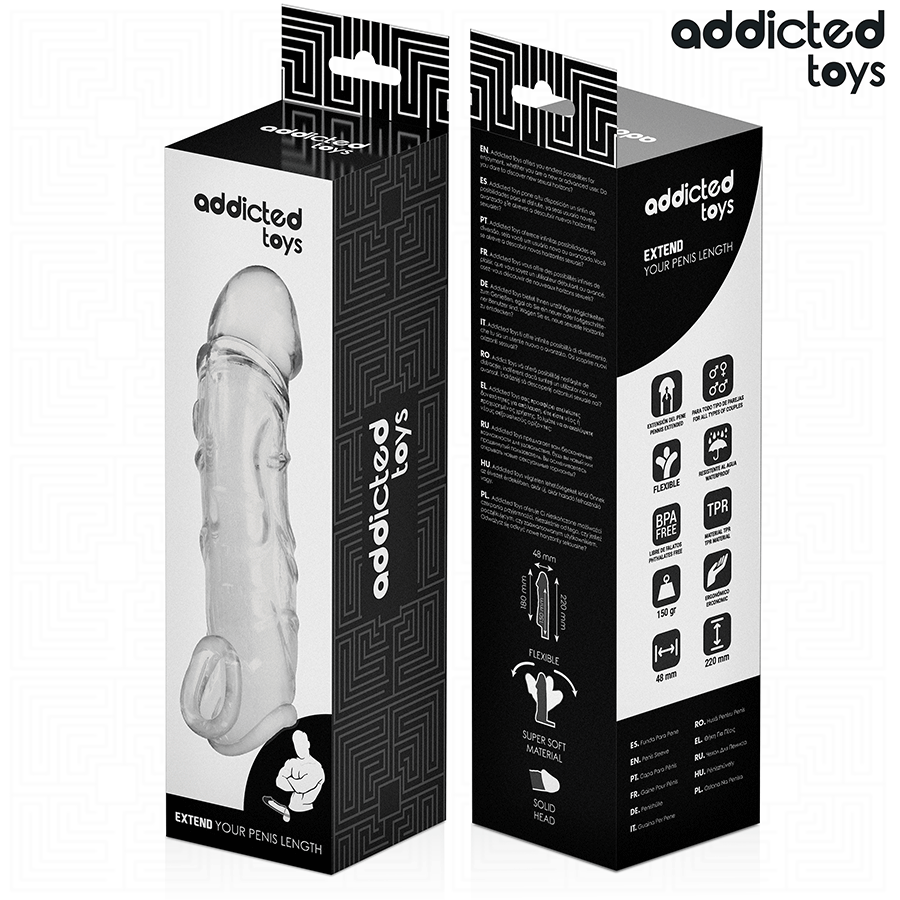 ADDICTED TOYS - ESTENSIONE PENE TRASPARENTE 27 CM - ADDICTED TOYS | Lingerie Harness Boutique