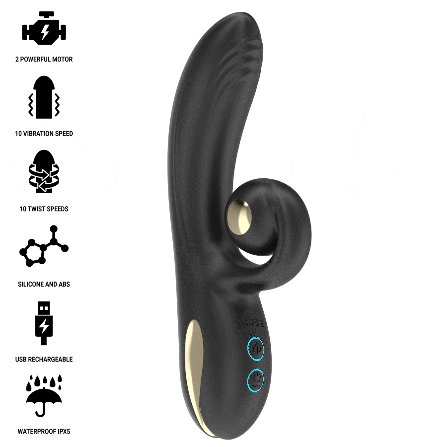 IBIZA - VIBRATORE TWISTER CON STIMOLATORE CURVA E VIBRO-ROTAZIONE - IBIZA TECHNOLOGY | Lingerie Harness Boutique