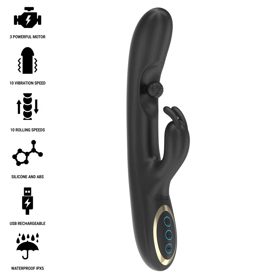 IBIZA - POTENTE VIBRATORE RABBIT CON PERLA ROTANTE MASSAGGIANTE - IBIZA TECHNOLOGY | Lingerie Harness Boutique