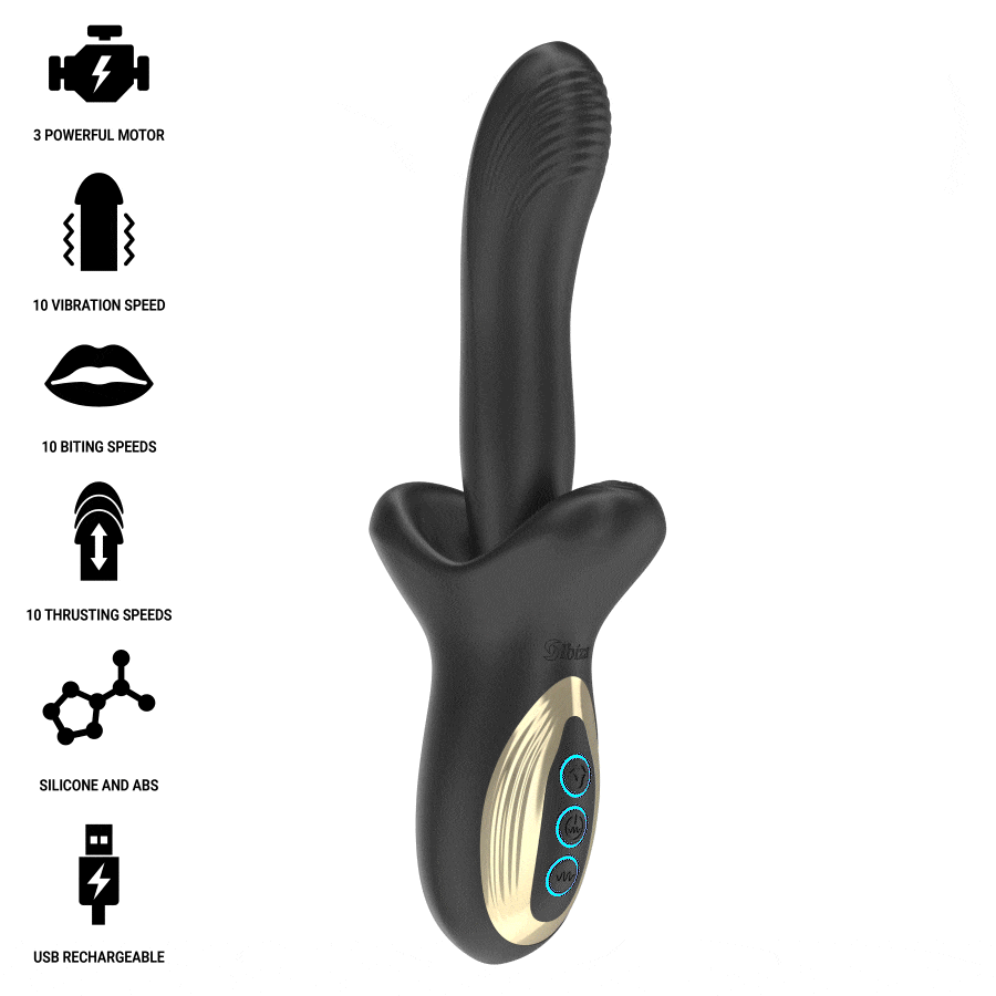 IBIZA - VIBRATORE POTENTE CON EFFETTO SPINTA E MORSO - IBIZA TECHNOLOGY | Lingerie Harness Boutique