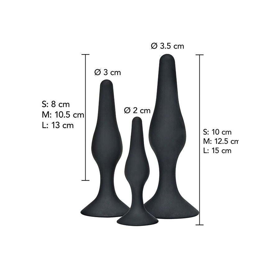 TOYJOY - ANAL PLAY CURVY COMPANIONS PLUG ANALE 3 PEZZI NERO - TOYJOY | Lingerie Harness Boutique