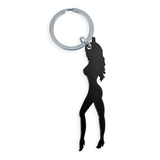 DIABLO PICANTE - PORTACHIAVI CON SILHOUETTE FEMMINILE DI COLORE NERO CON APRIBIRRA - DIABLO PICANTE | Lingerie Harness Boutique