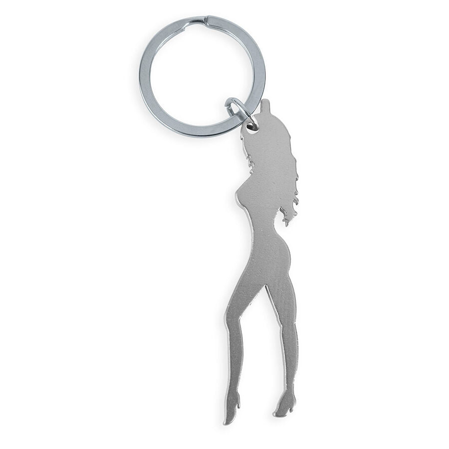DIABLO PICANTE - PORTACHIAVI CON SILHOUETTE FEMMINILE COLOR ARGENTO CON APRIBIRRA - DIABLO PICANTE | Lingerie Harness Boutique