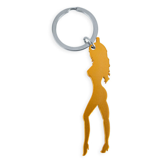 DIABLO PICANTE - PORTACHIAVI CON SILHOUETTE FEMMINILE COLOR ORO CON APRIBIRRA - DIABLO PICANTE | Lingerie Harness Boutique