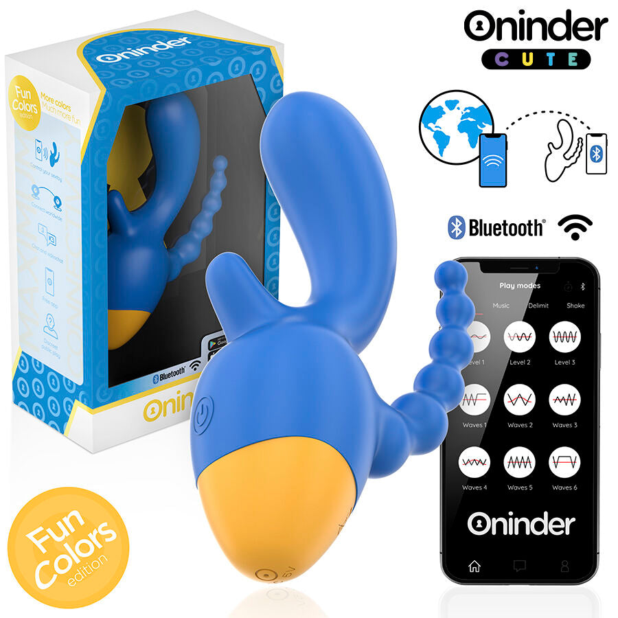 ONINDER CUTE - LOVE 3 SOME TRIPLO VIBRATORE - APP GRATUITA IN TUTTO IL MONDO - ONINDER CUTE | Lingerie Harness Boutique