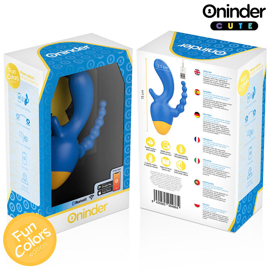 ONINDER CUTE - LOVE 3 SOME TRIPLO VIBRATORE - APP GRATUITA IN TUTTO IL MONDO - ONINDER CUTE | Lingerie Harness Boutique