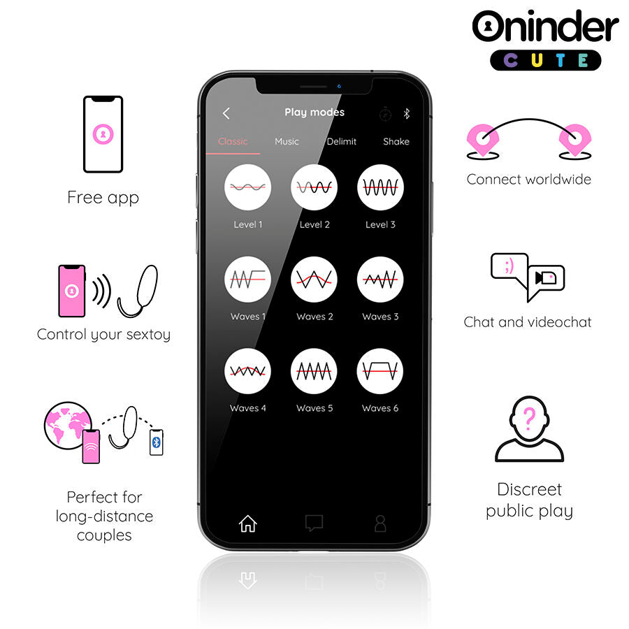 ONINDER CUTE - UOVO VIBRO-ROTANTE IN SILICONE 360° PER AMORE E PIACERE - APP GRATUITA IN TUTTO IL MONDO - ONINDER CUTE | Lingerie Harness Boutique