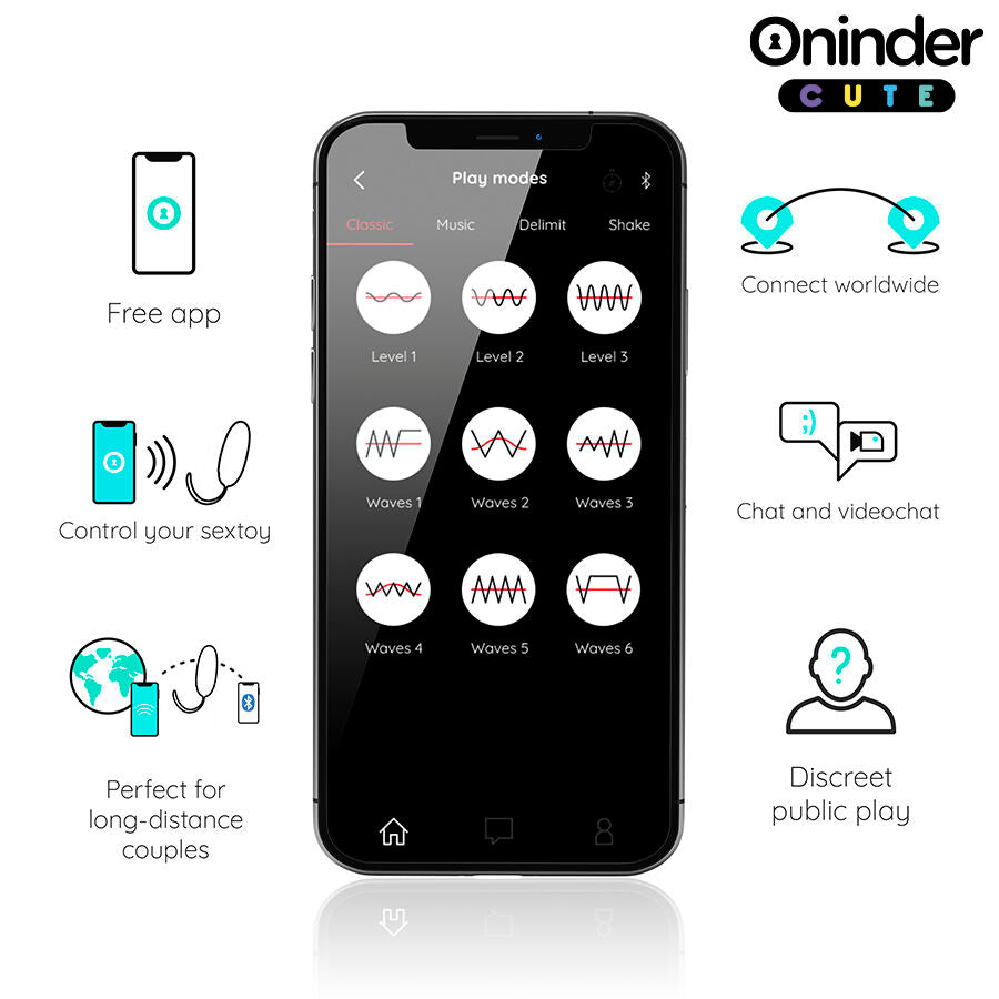 ONINDER CUTE - UOVO VIBRO-ROTANTE IN SILICONE CON GEMMA PER AMORE E PIACERE - APP GRATUITA IN TUTTO IL MONDO - ONINDER CUTE | Lingerie Harness Boutique