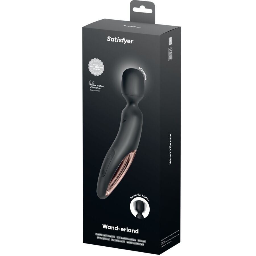 SATISFYER - WAND ERLAND MASSAGGIATORE VIBRANTE NERO - SATISFYER WAND | Lingerie Harness Boutique