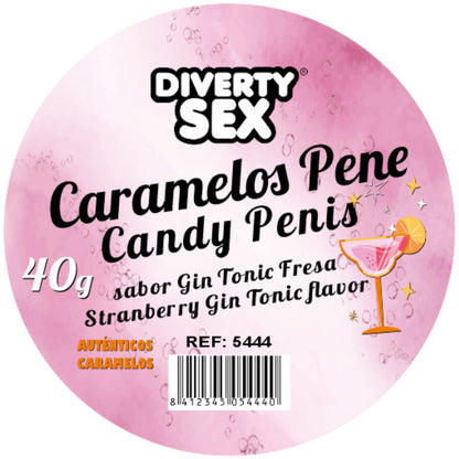 DIABLO PICANTE - 20 CARAMELLE A FORMA DI PENE AL GUSTO DI GIN & TONIC - DIABLO PICANTE | Lingerie Harness Boutique