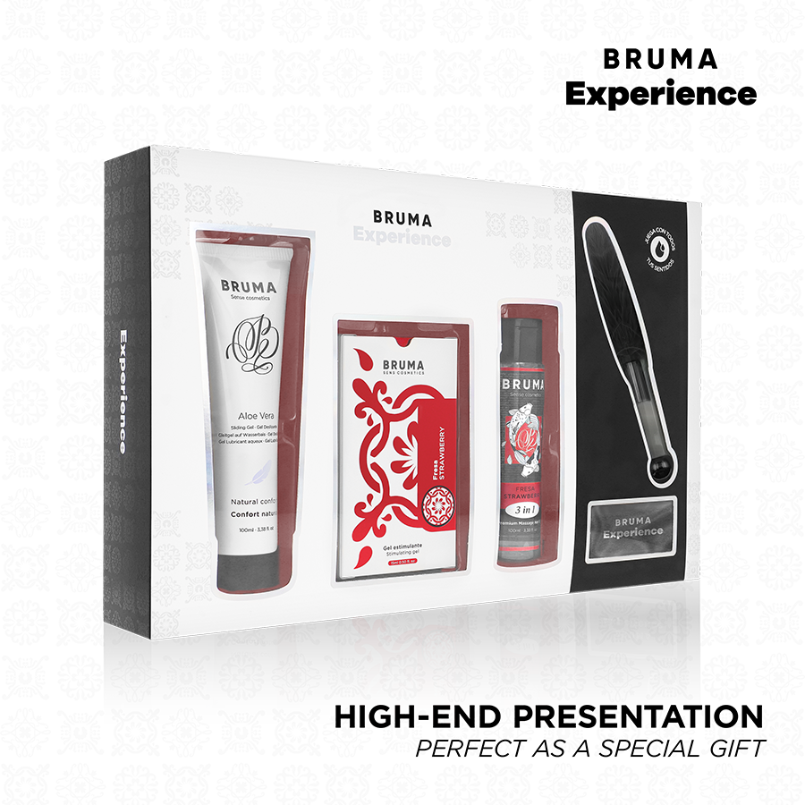 BRUMA XPERIENCE - KIT TENTAZIONE DOLCE ALLA FRAGOLA CON POTENZIATORE DI ORGASMO - BRUMA | Lingerie Harness Boutique