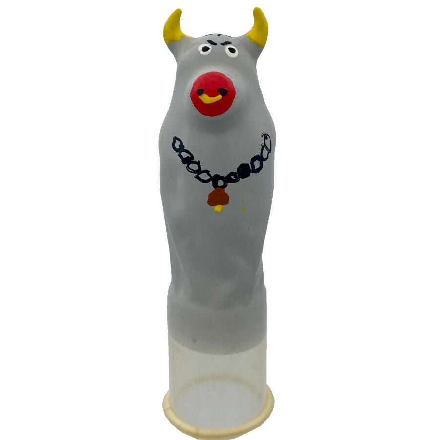 CONDOMERIE - PRESERVATIVI NOVITÀ DIPINTI A MANO MODELLO TORO GRIGIO XL - CONDOMERIE | Lingerie Harness Boutique