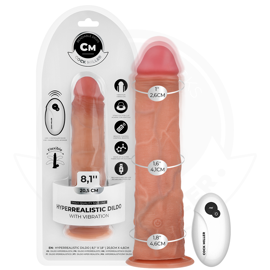 COCK MILLER - DILDO REALISTICO CON VENTOSA E TELECOMANDO VIBRAZIONE 20,5 CM - COCK MILLER | Lingerie Harness Boutique