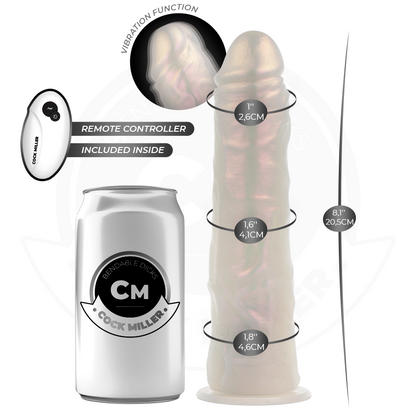 COCK MILLER - DILDO CON VENTOSA, LUCI E VIBRAZIONE CON TELECOMANDO BIANCO 20,5 CM - COCK MILLER | Lingerie Harness Boutique