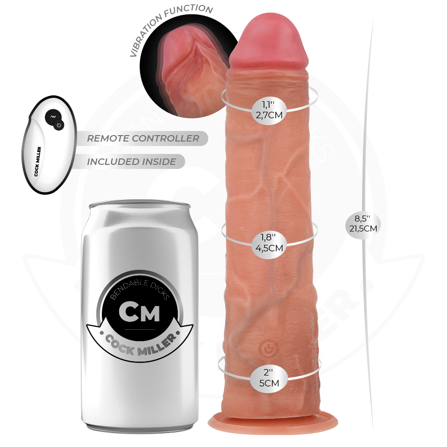 COCK MILLER - DILDO REALISTICO CON VENTOSA E VIBRAZIONE CON TELECOMANDO 21,5 CM - COCK MILLER | Lingerie Harness Boutique
