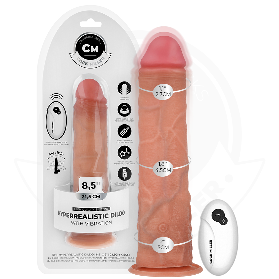 COCK MILLER - DILDO REALISTICO CON VENTOSA E VIBRAZIONE CON TELECOMANDO 21,5 CM - COCK MILLER | Lingerie Harness Boutique