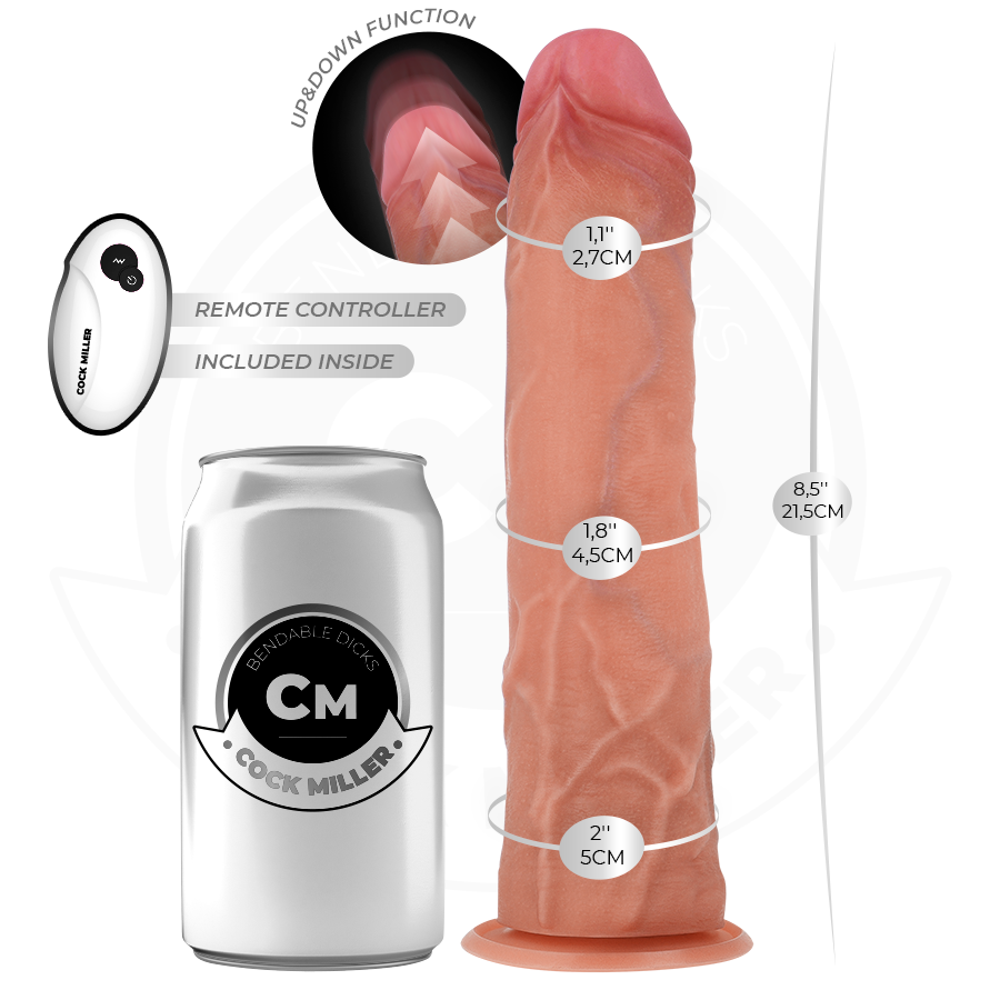 COCK MILLER - DILDO IPERREALISTICO CON VENTOSA E SPINTA CON TELECOMANDO 21,5 CM - COCK MILLER | Lingerie Harness Boutique