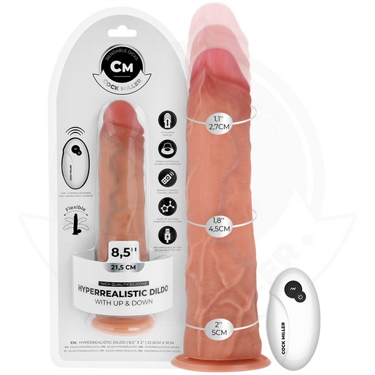 COCK MILLER - DILDO IPERREALISTICO CON VENTOSA E SPINTA CON TELECOMANDO 21,5 CM - COCK MILLER | Lingerie Harness Boutique