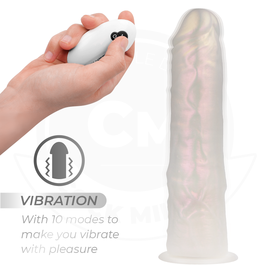 COCK MILLER - DILDO CON VENTOSA, LUCI E VIBRAZIONE CON TELECOMANDO BIANCO 21,5 CM - COCK MILLER | Lingerie Harness Boutique