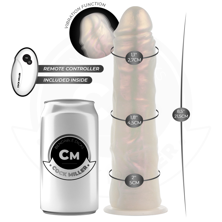 COCK MILLER - DILDO CON VENTOSA, LUCI E VIBRAZIONE CON TELECOMANDO BIANCO 21,5 CM - COCK MILLER | Lingerie Harness Boutique