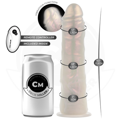 COCK MILLER - DILDO CON VENTOSA, LUCI E VIBRAZIONE CON TELECOMANDO BIANCO 21,5 CM - COCK MILLER | Lingerie Harness Boutique