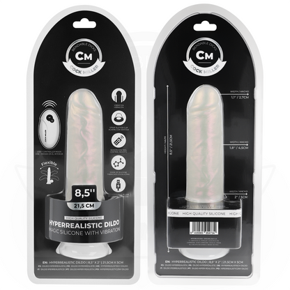 COCK MILLER - DILDO CON VENTOSA, LUCI E VIBRAZIONE CON TELECOMANDO BIANCO 21,5 CM - COCK MILLER | Lingerie Harness Boutique