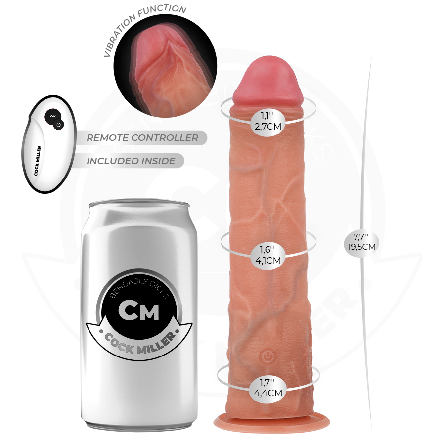 COCK MILLER - DILDO REALISTICO CON VENTOSA E VIBRAZIONE TELECOMANDO 19,5 CM - COCK MILLER | Lingerie Harness Boutique